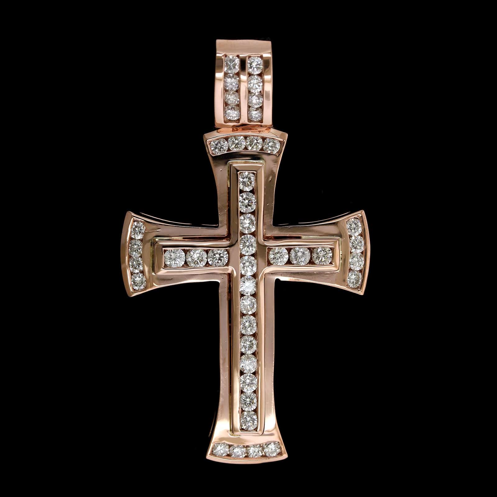 14K Rose Gold Estate Diamond Cross