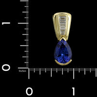 18K Yellow Gold Estate Tanzanite and Diamond Slide Pendant