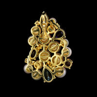 14K Yellow Gold Estate Cultured Pearl and Gemset Pendant Enhancer
