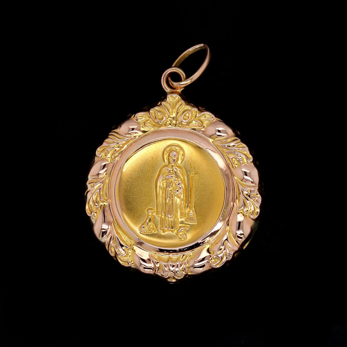 14K Yellow Gold Estate Religious Medal