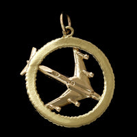 14K Yellow Gold Estate Airplane Charm