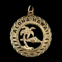14K Yellow Gold Estate Aloha Hawaii Charm