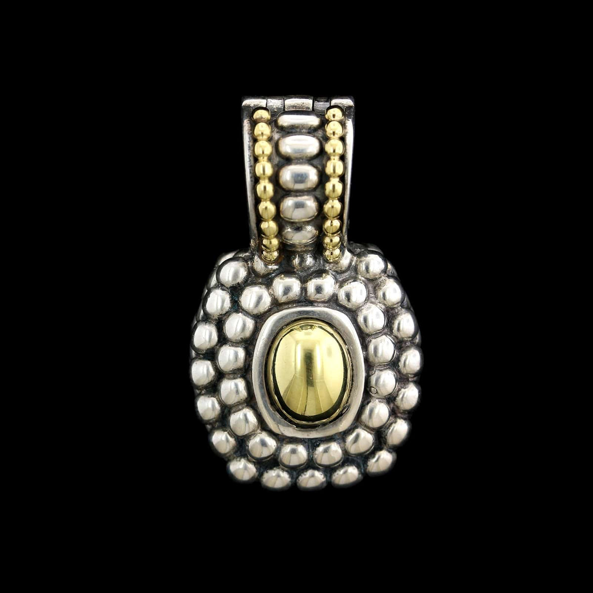 Lagos Caviar Sterling Silver and 18K Yellow Gold Estate Pendant Enhancer