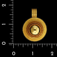22K Yellow Gold Estate Filigree Dome Pendant