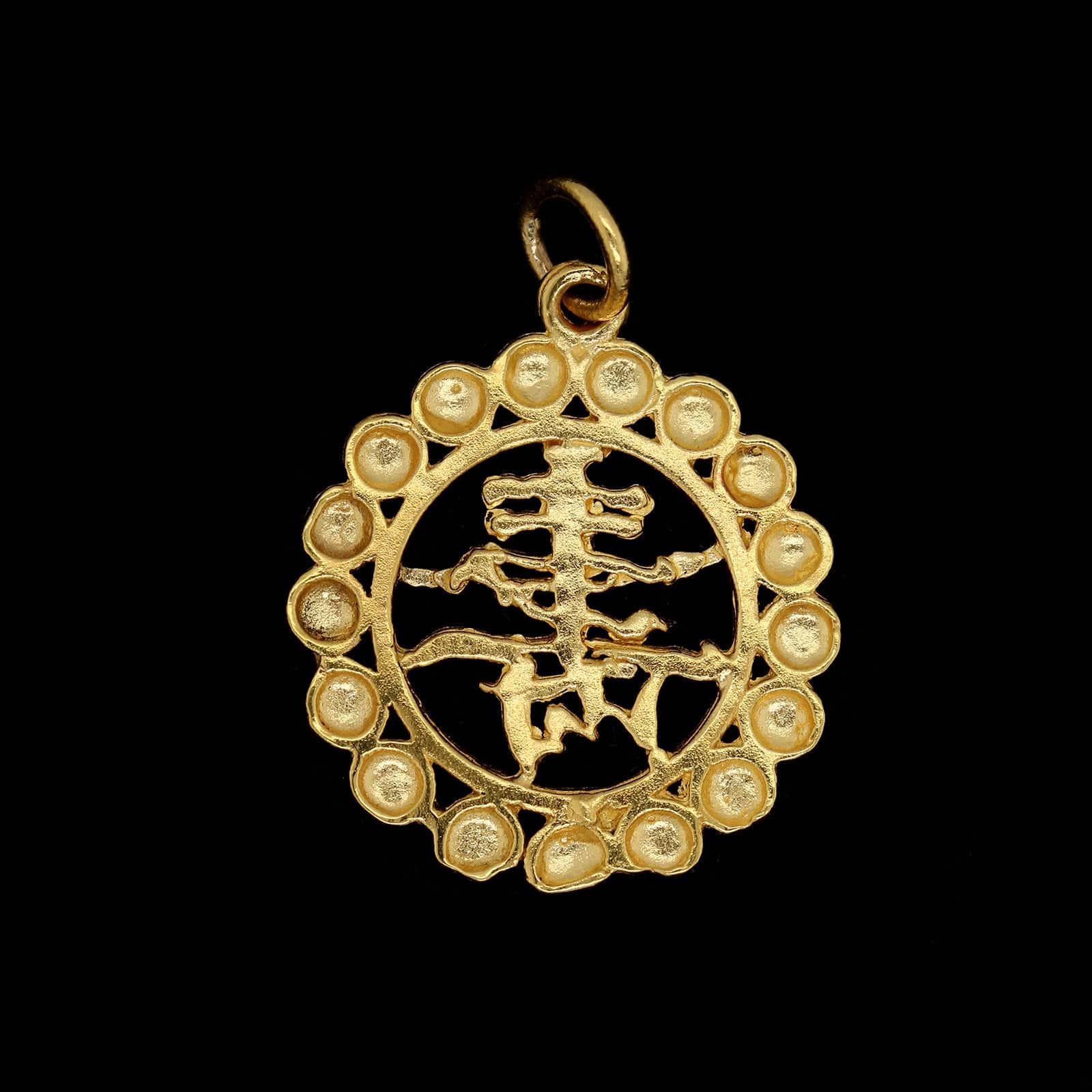 22K Yellow Gold Chinese Longevity Pendant