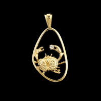 14K Yellow Gold Estate Diamond Crab Charm