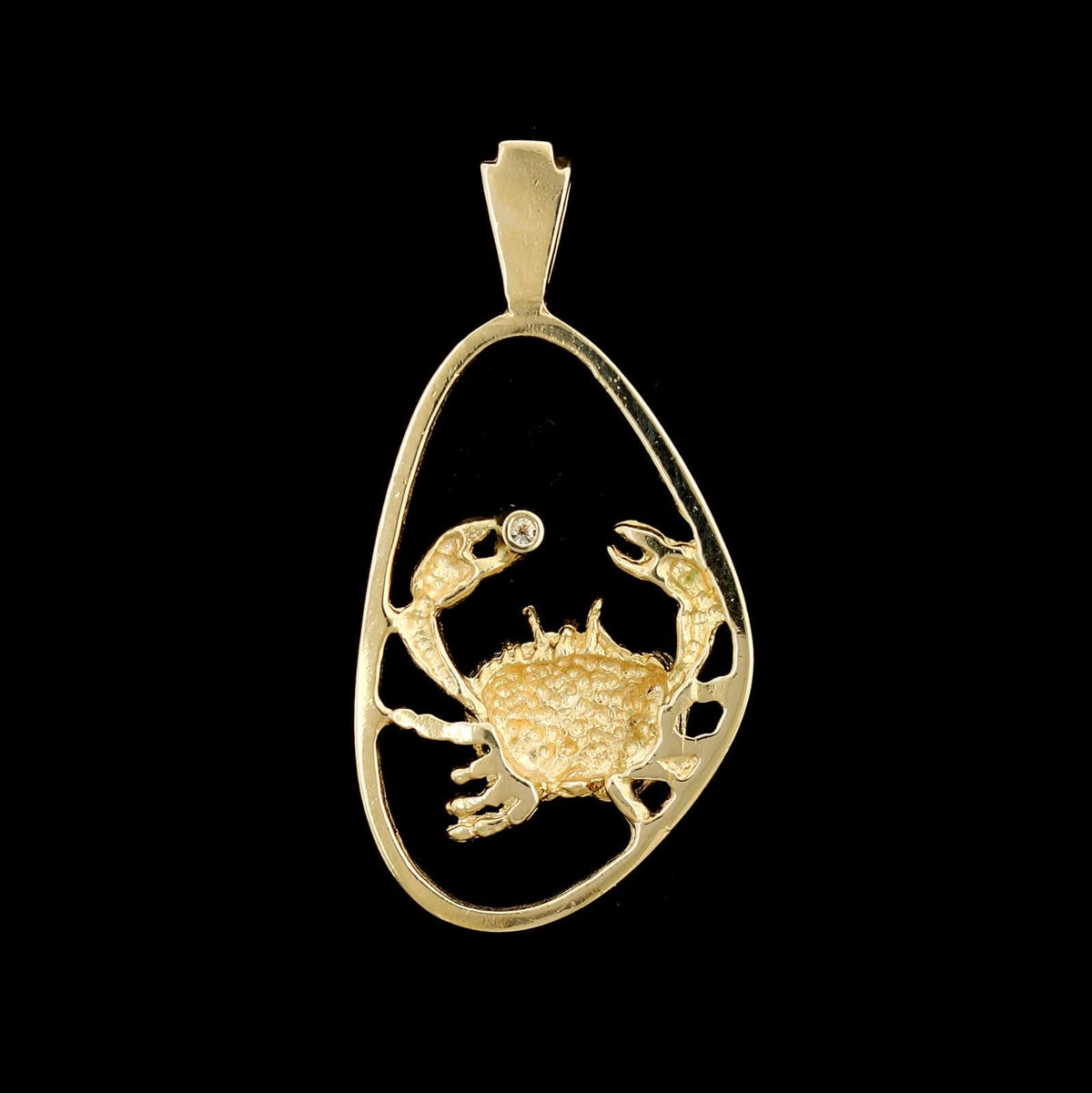 14K Yellow Gold Estate Diamond Crab Charm