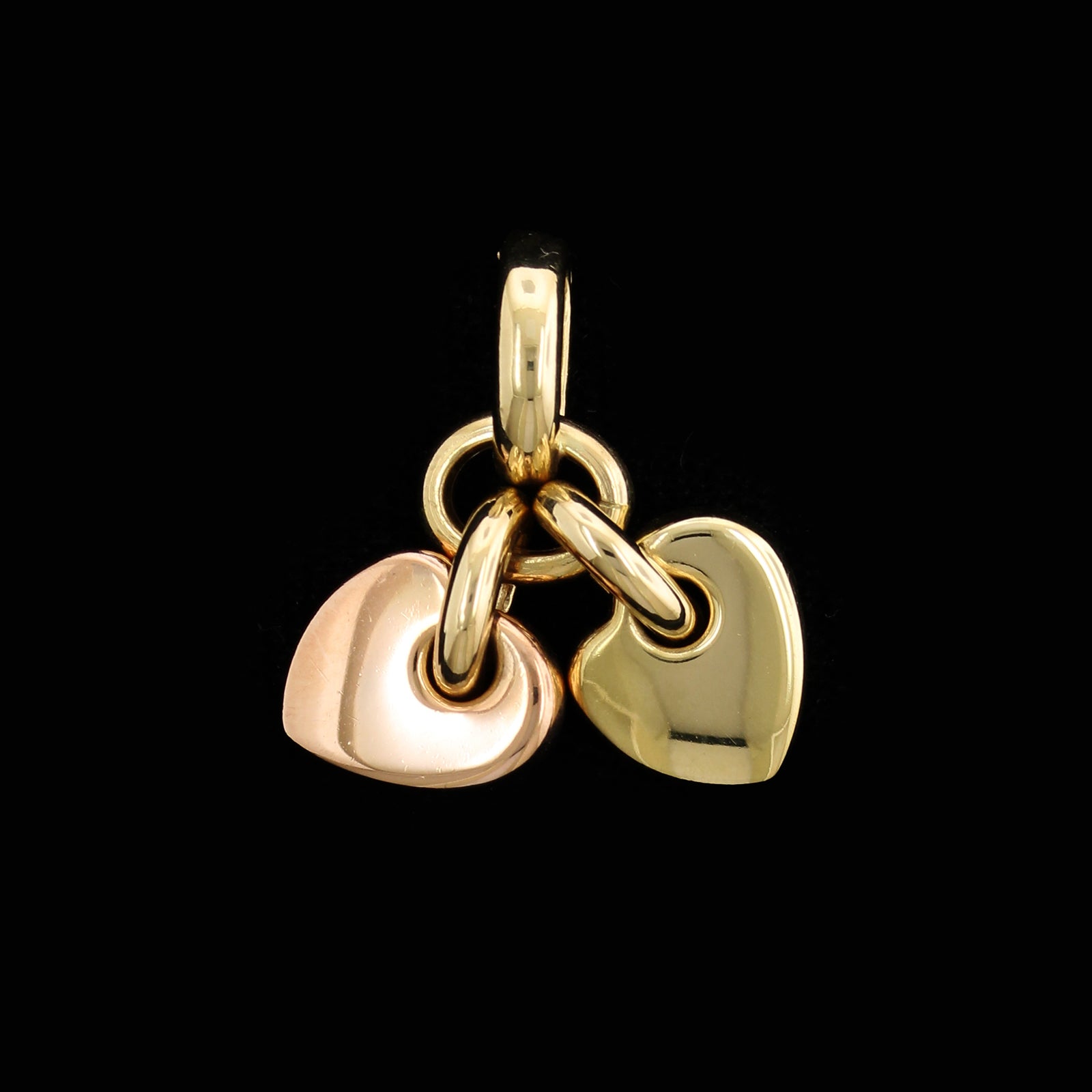 14K Yellow and Rose Gold Estate Double Heart Charm