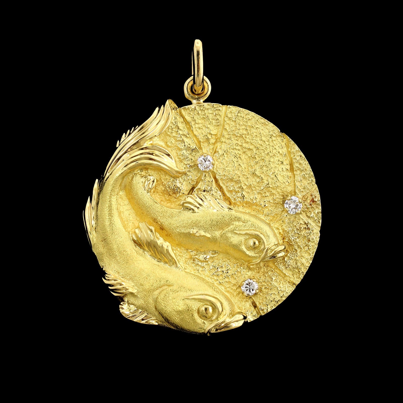 Vintage Tiffany & Co. 18K Yellow Gold Estate Diamond Pisces Zodiac Pendant