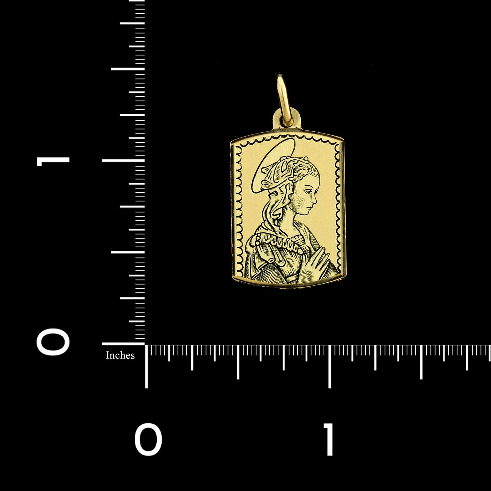 18K Yellow Gold Estate Virgin Mary Medal