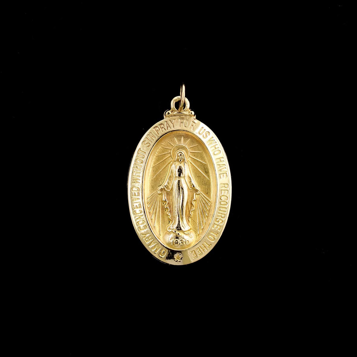 14K Yellow Gold Estate Miraculous Medal Charm