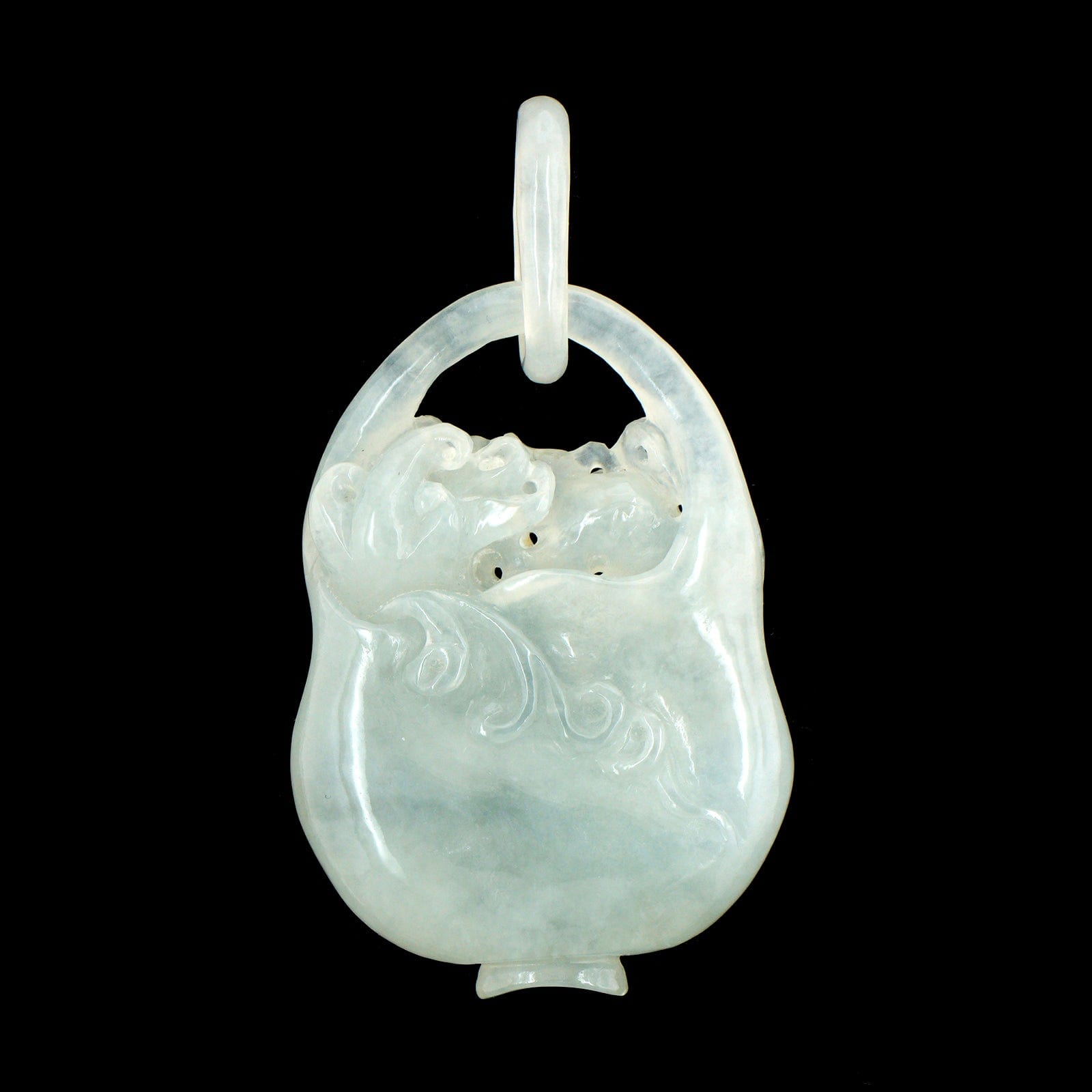 Estate Carved Jadeite Basket Pendant