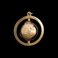 14K Yellow Gold Estate Spinning World Globe Charm
