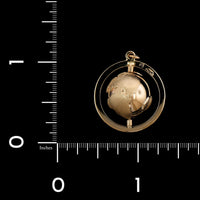 14K Yellow Gold Estate Spinning World Globe Charm