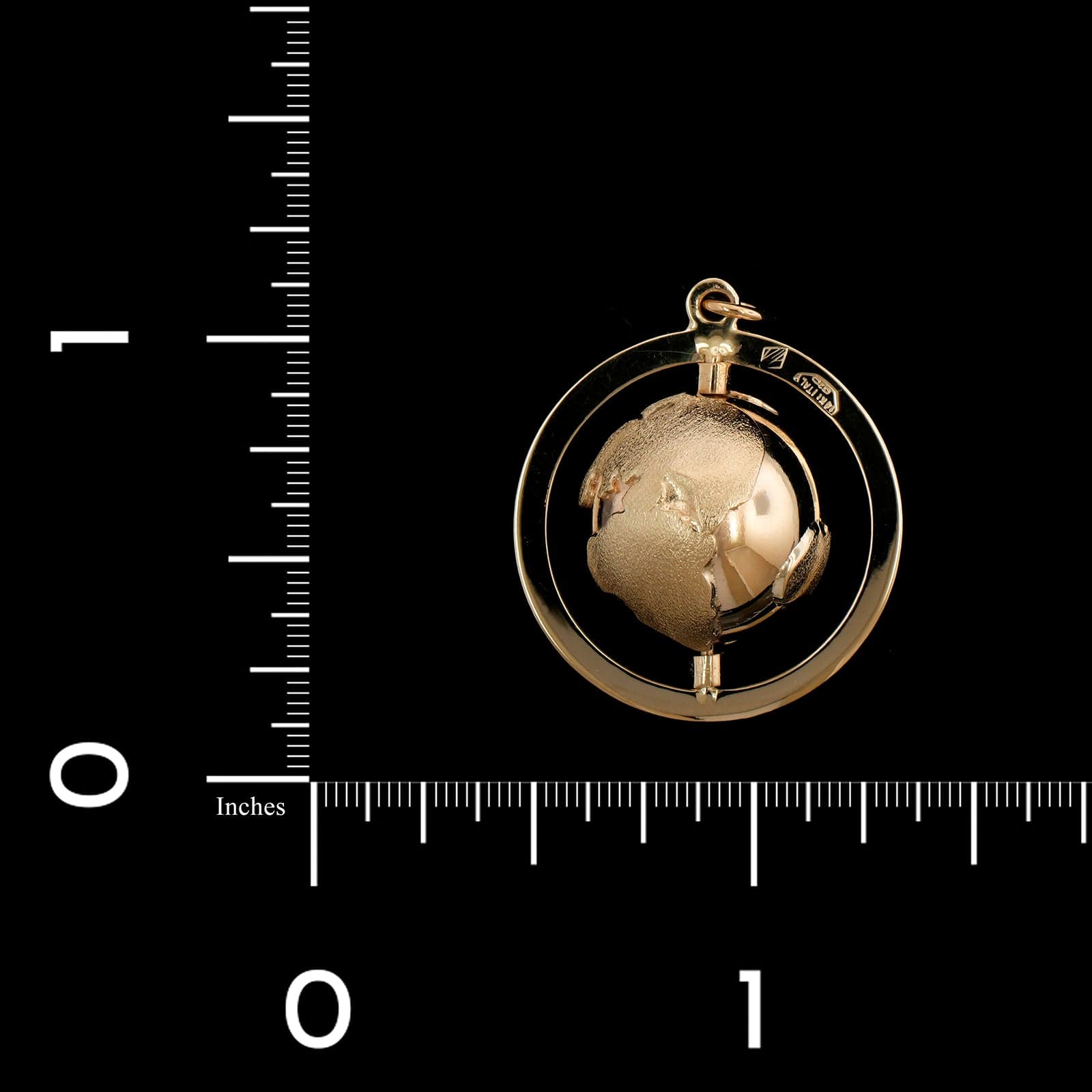 14K Yellow Gold Estate Spinning World Globe Charm