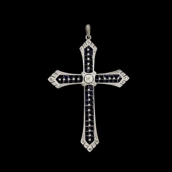 Art Deco Platinum Estate Synthetic Sapphire and Diamond Art Deco Platinum Estate Synthetic Sapphire and Diamond
