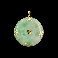 14K Yellow Gold Estate Jadeite Hololith Pendant