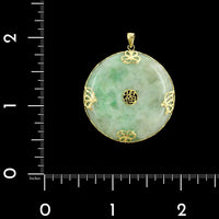14K Yellow Gold Estate Jadeite Hololith Pendant