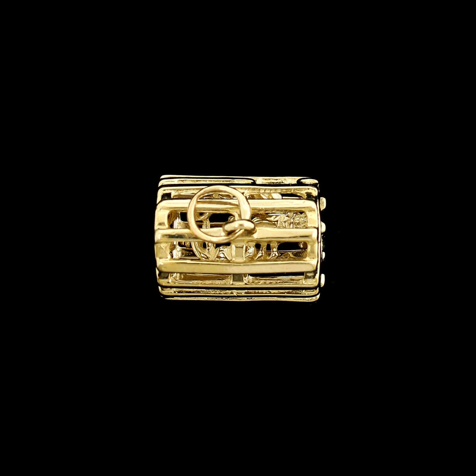 14K Yellow Gold Estate Lobster in Lobster Cage Charm