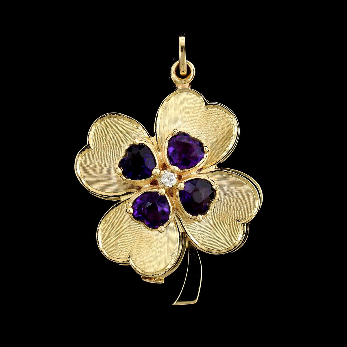 La Triomphe 14K Yellow Gold Estate Four Leaf Clover Locket