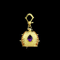 Paul Morelli 18K Yellow Gold Estate Amethyst and Diamond Raja Meditation Bell Charm