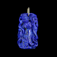 18K Yellow Gold Estate Carved Lapis Geisha Pendant