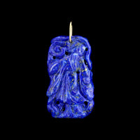 18K Yellow Gold Estate Carved Lapis Geisha Pendant