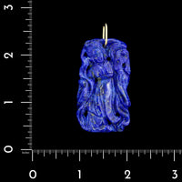 18K Yellow Gold Estate Carved Lapis Geisha Pendant