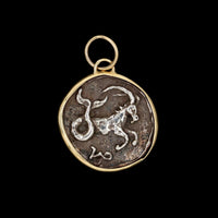 14K Yellow Gold Sterling Silver Estate Capricorn Sea Goat Charm