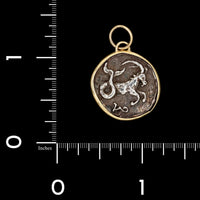 14K Yellow Gold Sterling Silver Estate Capricorn Sea Goat Charm