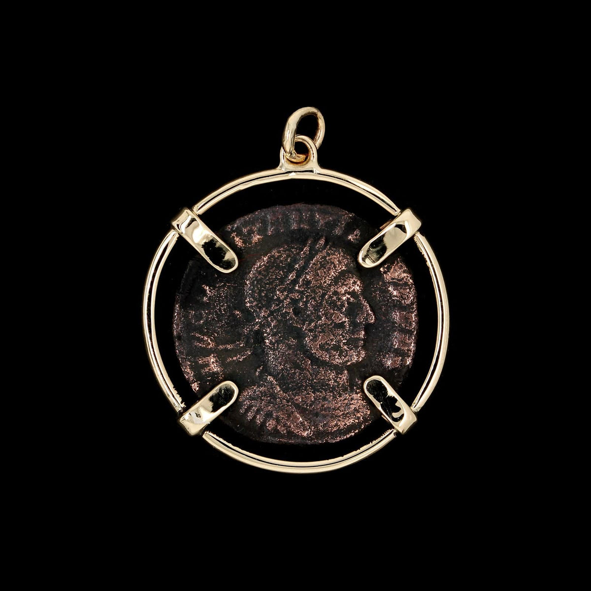14K Yellow Gold Estate Roman Coin Style Charm