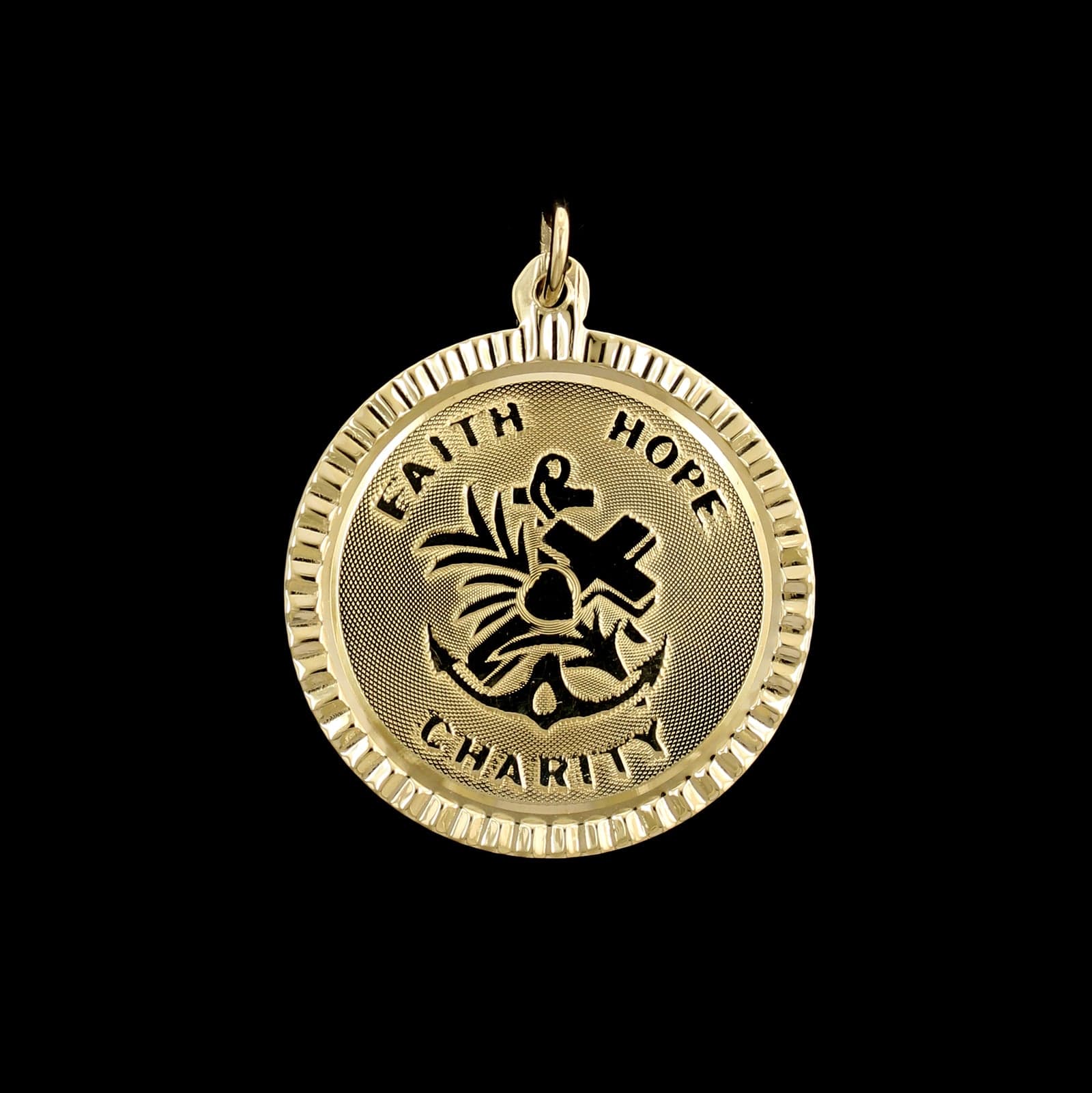 14K Yellow Gold Estate Faith, Hope &amp; Charity Charm