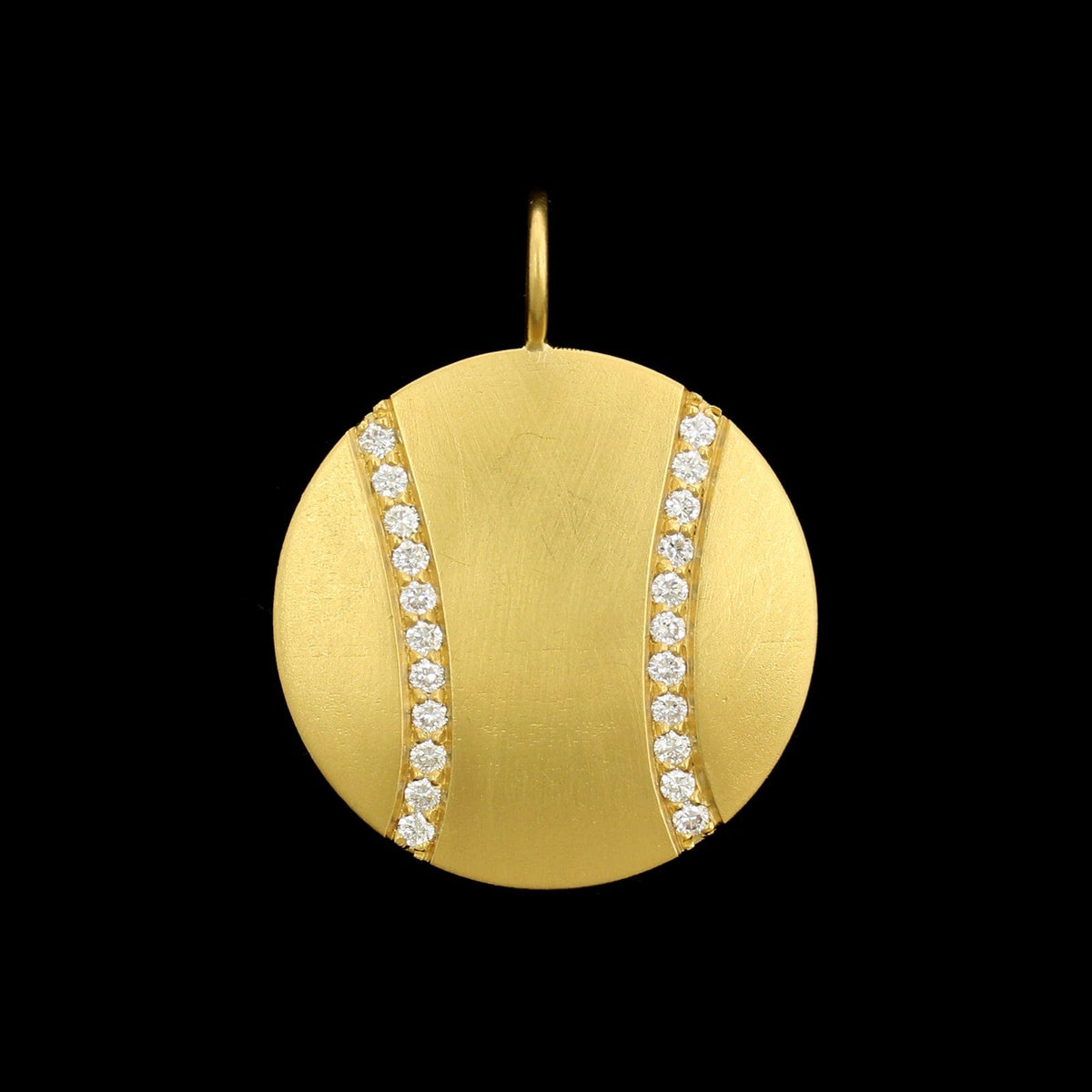 18K Yellow Gold Estate Diamond Baseball Pendant