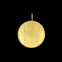 18K Yellow Gold Estate Diamond Baseball Pendant