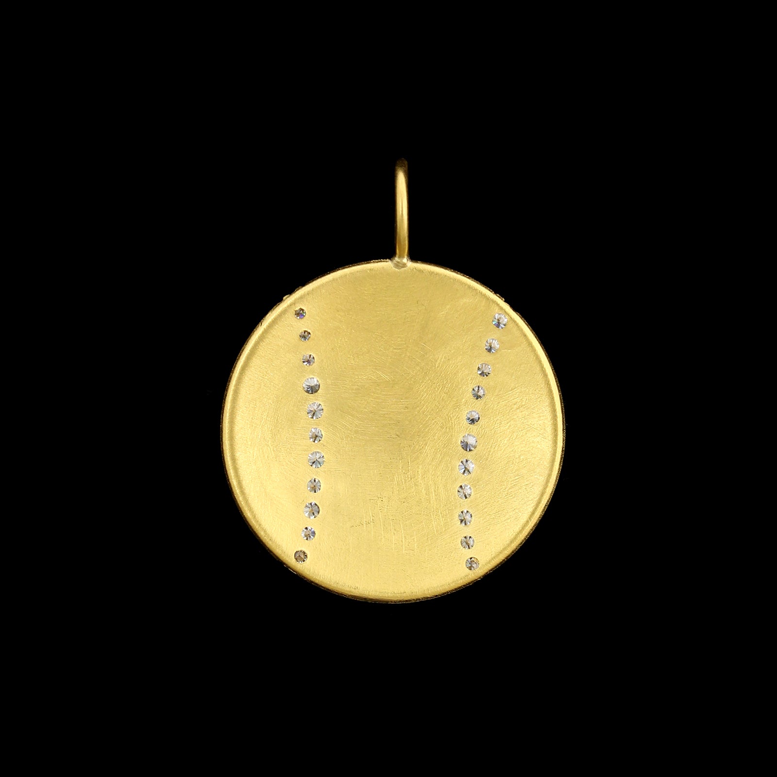 18K Yellow Gold Estate Diamond Baseball Pendant
