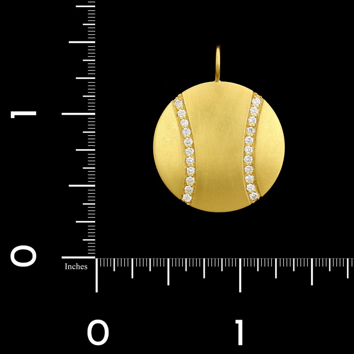 18K Yellow Gold Estate Diamond Baseball Pendant