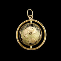 14K Yellow Gold Estate Spinning Globe Pendant