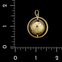 14K Yellow Gold Estate Spinning Globe Pendant