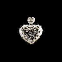 14K White Gold Estate Diamond Heart Locket