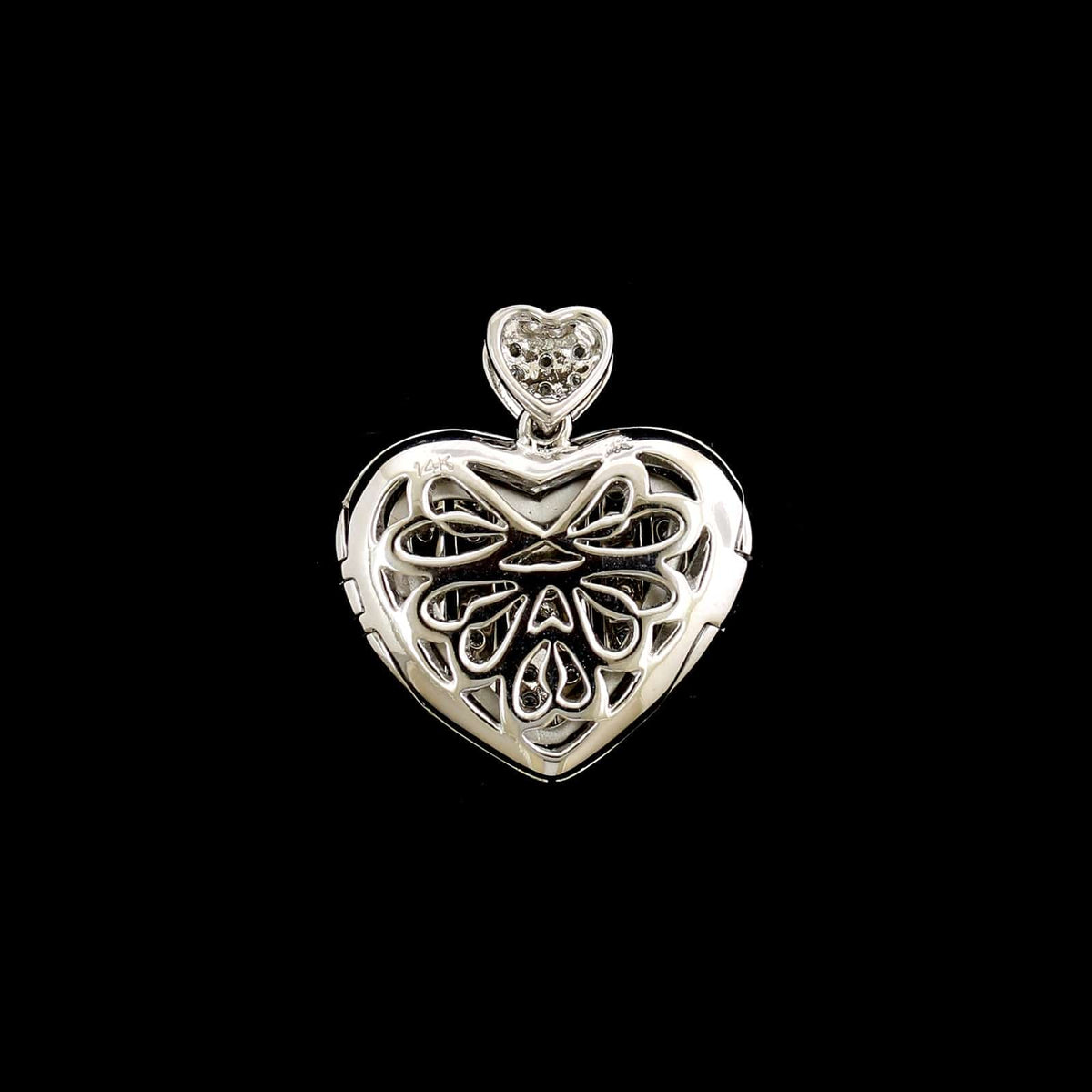 14K White Gold Estate Diamond Heart Locket