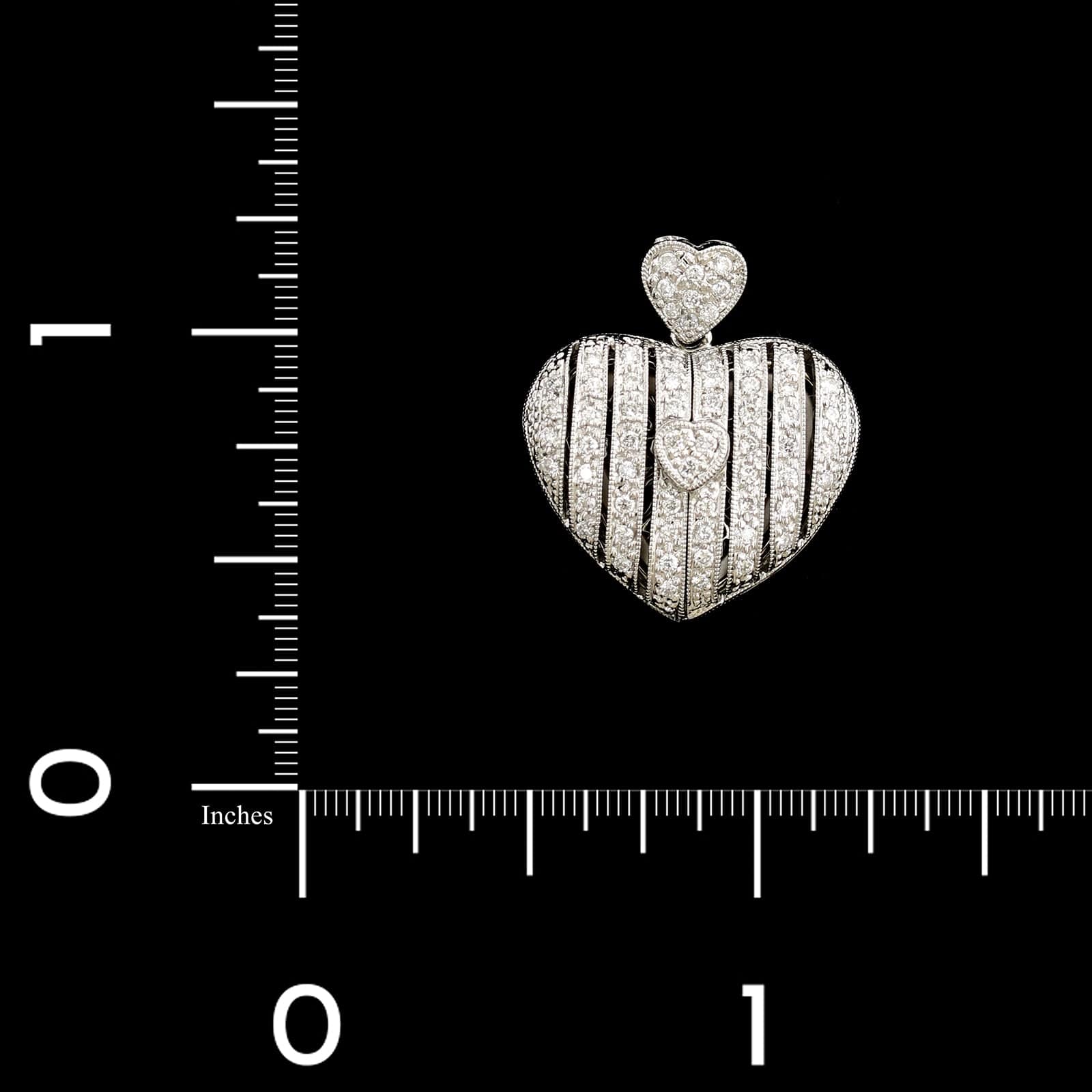 14K White Gold Estate Diamond Heart Locket