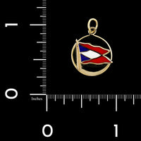 14K Yellow Gold Estate Enamel Flag Pendant