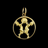 18K Yellow Gold Estate Gemini Twins Zodiac Charm