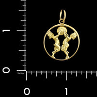 18K Yellow Gold Estate Gemini Twins Zodiac Charm