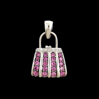 14K White Gold Estate Pink Sapphire and Diamond Purse Locket