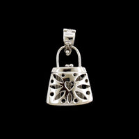 14K White Gold Estate Pink Sapphire and Diamond Purse Locket