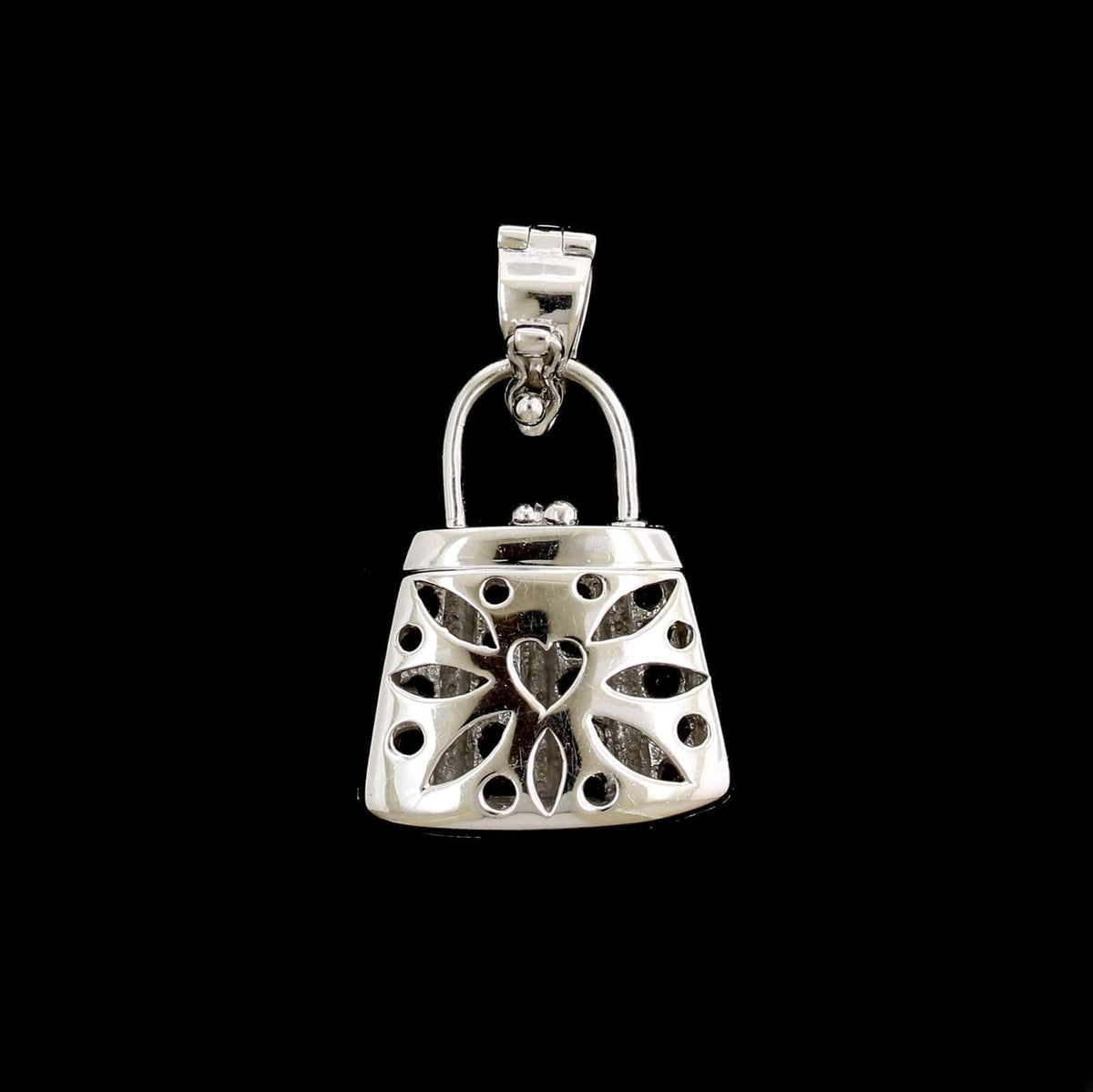 14K White Gold Estate Pink Sapphire and Diamond Purse Locket