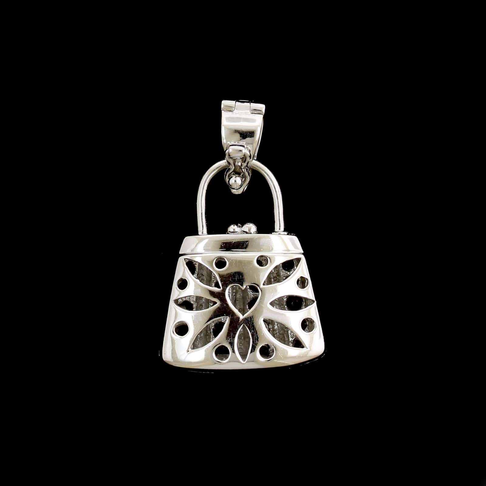 14K White Gold Estate Pink Sapphire and Diamond Purse Locket