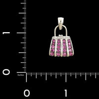 14K White Gold Estate Pink Sapphire and Diamond Purse Locket