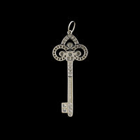 Tiffany & Co. Platinum Estate Diamond Fleur de Lis Key Pendant
